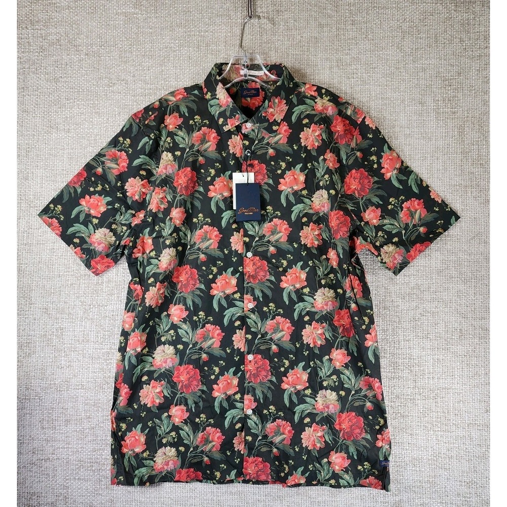 Good Man Brand Floral Shirt Mens XXL Black Pink Lightweight Cotton‎ Button NEW